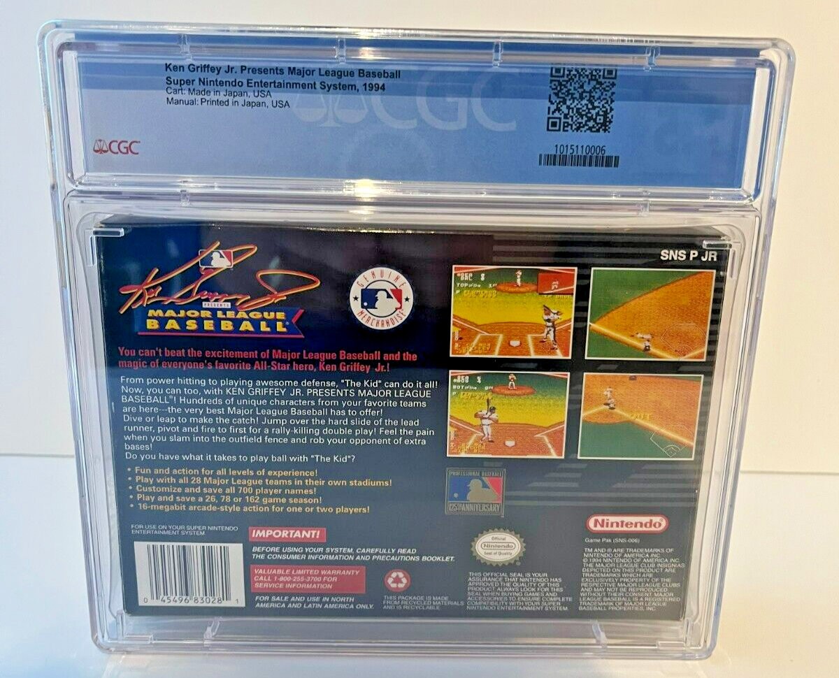 Ken Griffey Jr Presents Major League Baseball SNES(1995) Complete in Box CGC 7.5 - 643-collectibles