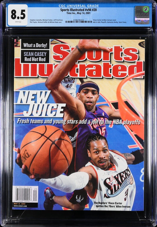 2001 Newsstand Sports Illustrated Basketball Vince Carter Allen Iverson CGC 8.5 - 643-collectibles