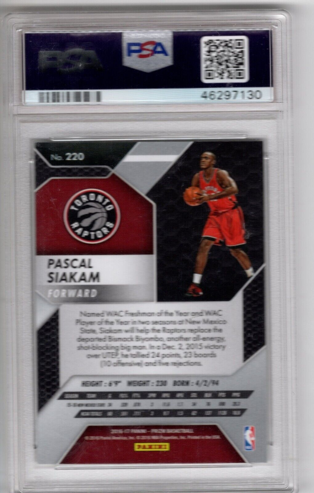 2016/17 Panini Prizm #220 Pascal Siakam Rookie Card RC PSA 10 - 643-collectibles