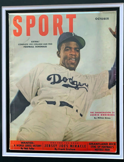 1951 Sport Magazine Baseball Cover with Jackie Robinson Framed - 643-collectibles