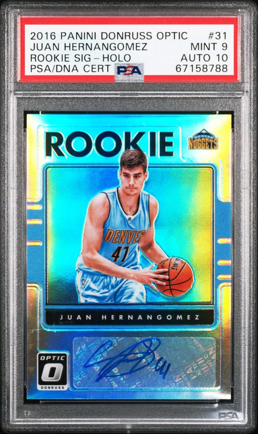 2016/17 Panini Donruss Optic Prizm Basketball Juan Hernangomez RC PSA 9 Auto 10 - 643-collectibles