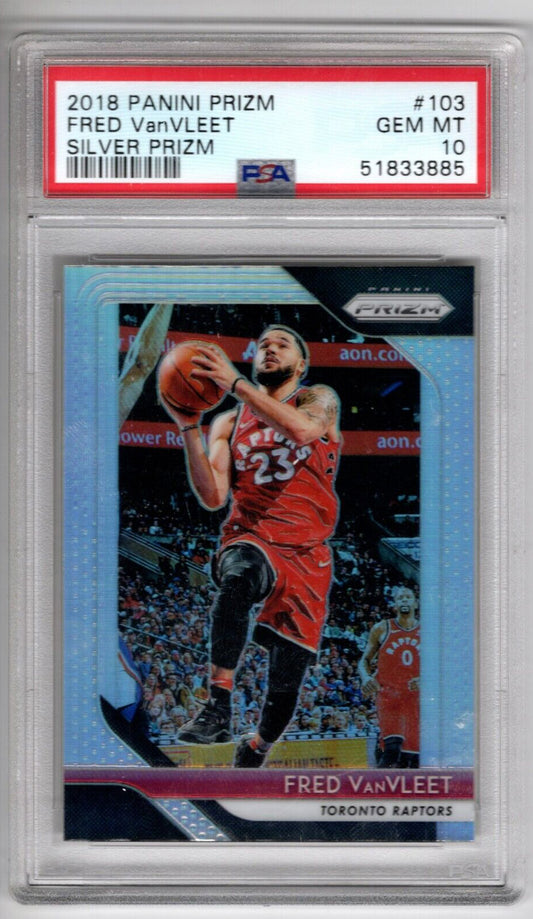 2018/19 Panini Silver Prizm Basketball #103 Fred Van Vleet Rookie Card RC PSA 10 - 643-collectibles