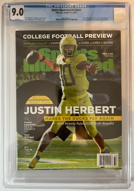 2019 Newstands Sports Illustrated Football Justin Herbert First Cover RC CGC 9.0 - 643-collectibles