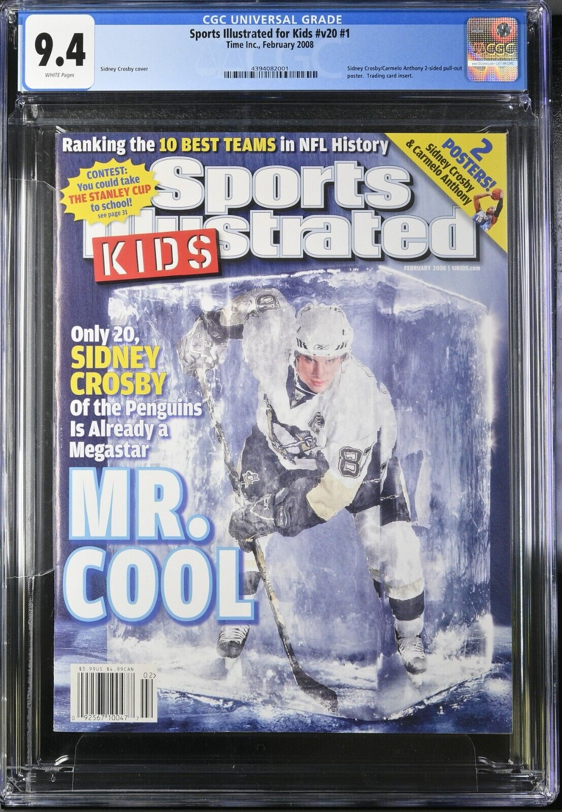 2008 Newsstand Sports Illustrated Kids Hockey Sidney Crosby 1st Cover RC CGC 9.4 - 643-collectibles