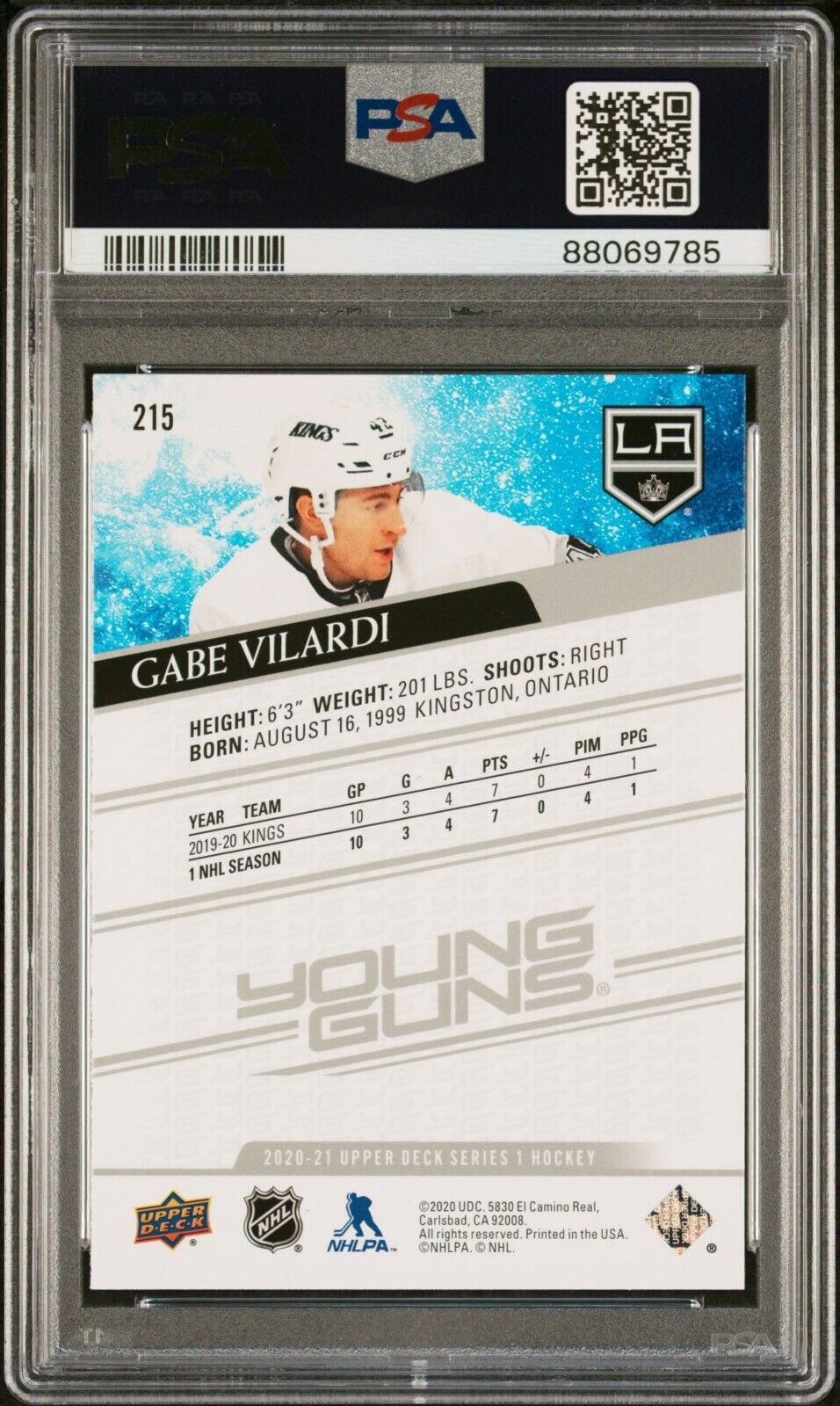 2020/21 Upper Deck Hockey Young Guns #215 Gabe Vilardi Rookie Card RC PSA 10 - 643-collectibles