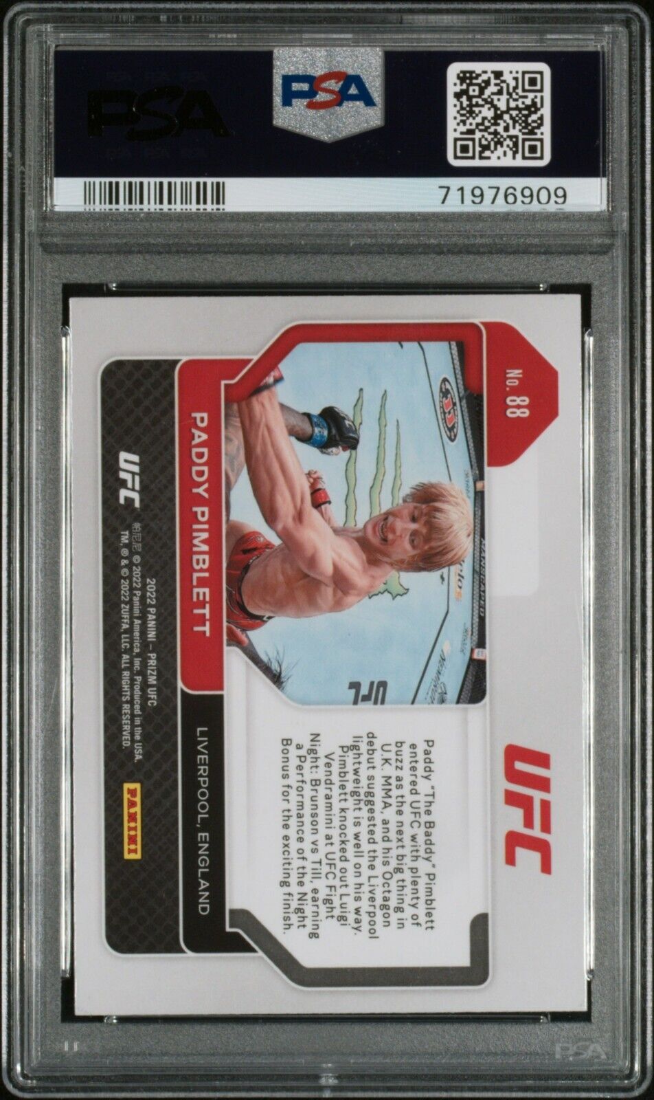 2022 Panini Prizm UFC #88 Paddy Pimblett Rookie Card RC PSA 10