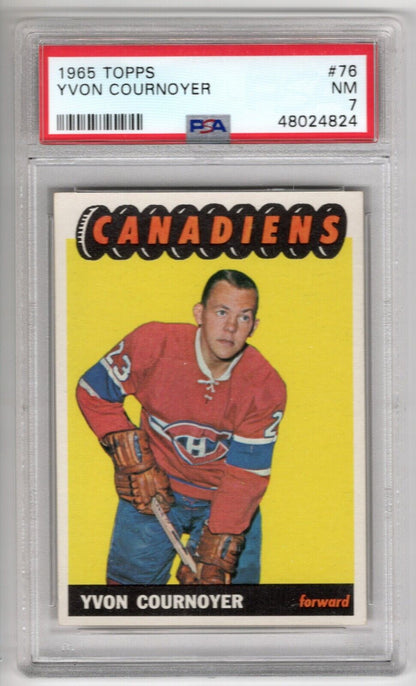 1965/66 Topps Hockey #76 Yvan Cournoyer Rookie Card RC PSA 7