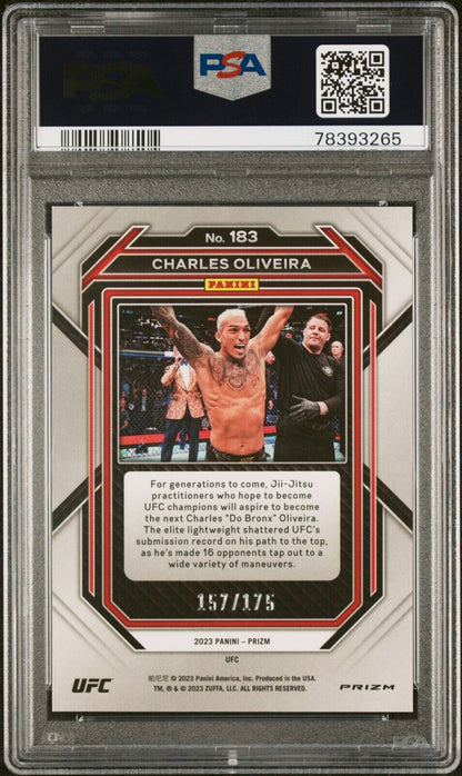 2023 Panini Prizm UFC Blue Prizm /175 #183 Charles Oliveira PSA 10