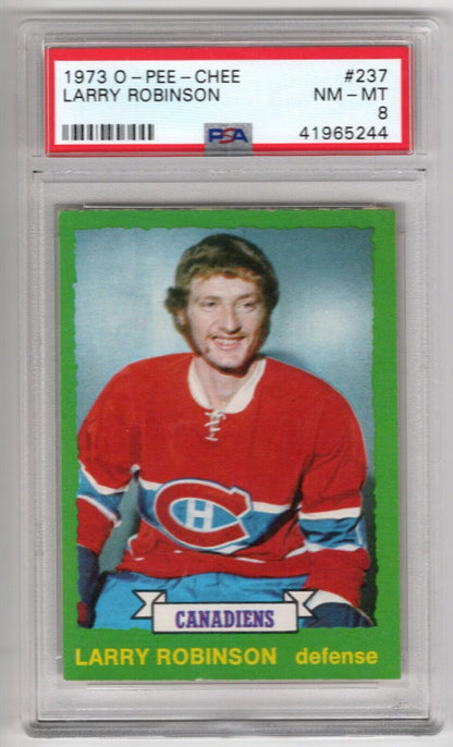 1973/74 O-Pee-Chee OPC Hockey #237 Larry Robinson Rookie Card RC PSA 8