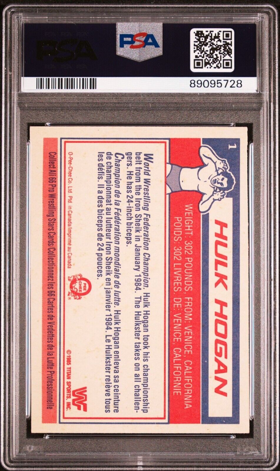 1985 O-Pee-Chee OPC WWF Wrestling #1 Hulk Hogan Rookie Card RC PSA 6 - 643-collectibles