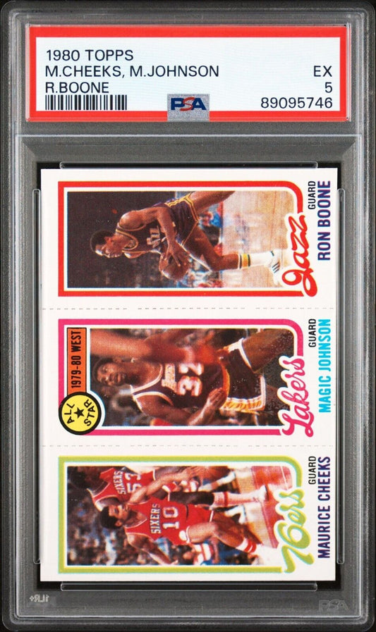 1980 Topps Basketball Maurice Cheeks/Magic Johnson/Ron Boone PSA 5