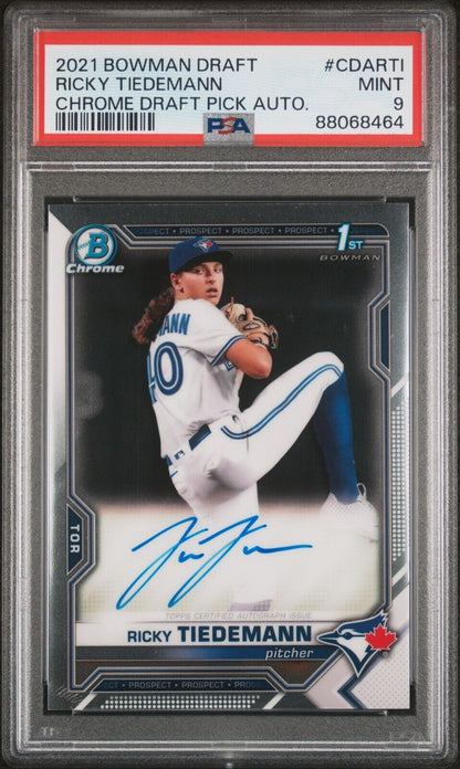 2021 1st Bowman Draft Chrome Prospect Auto #CDARTI Ricky Tiedemann Rookie PSA 9 - 643-collectibles