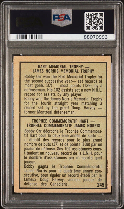 1971/72 O-Pee-Chee OPC Hockey #245 Bobby Orr Hart/Norris Trophy PSA 4