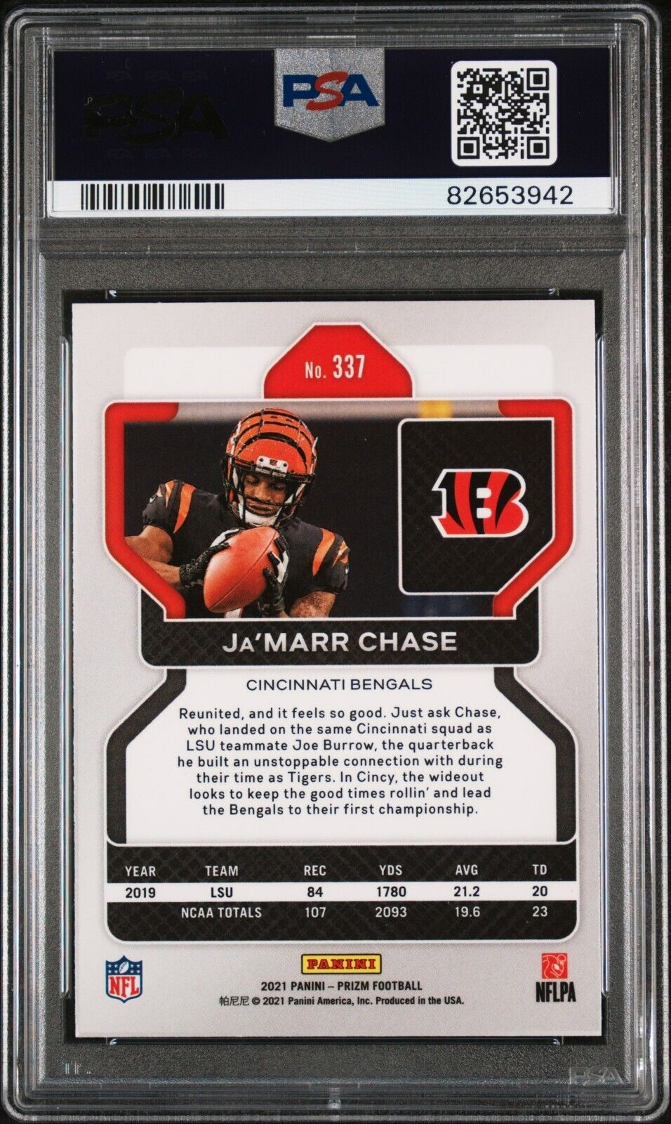 2021 Panini Prizm Football #337 Ja'Marr Chase Rookie Card RC PSA 10 - 643-collectibles