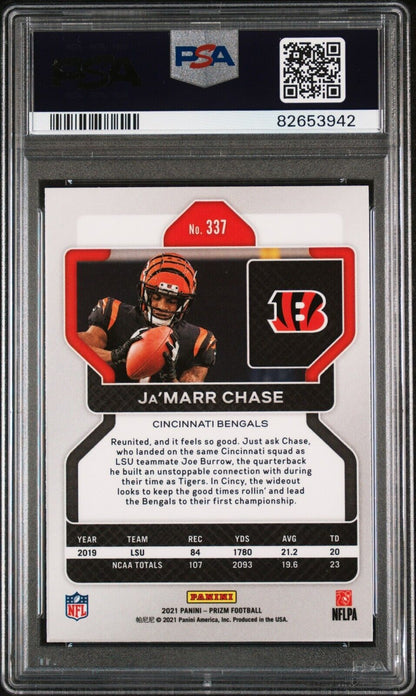 2021 Panini Prizm Football #337 Ja'Marr Chase Rookie Card RC PSA 10 - 643-collectibles