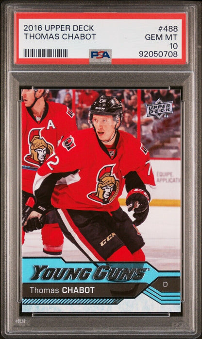 2016/17 Upper Deck Young Guns Hockey #488 Thomas Chabot Rookie Card RC PSA 10