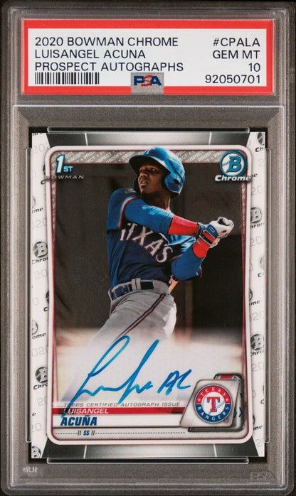 2020 1st Bowman Baseball Draft Chrome Prospect Auto Luisangel Acuna RC PSA 10