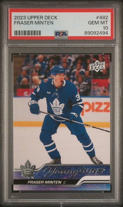 2023 Upper Deck Hockey Young Guns #482 Fraser Minten Rookie Card RC PSA 10 - 643-collectibles