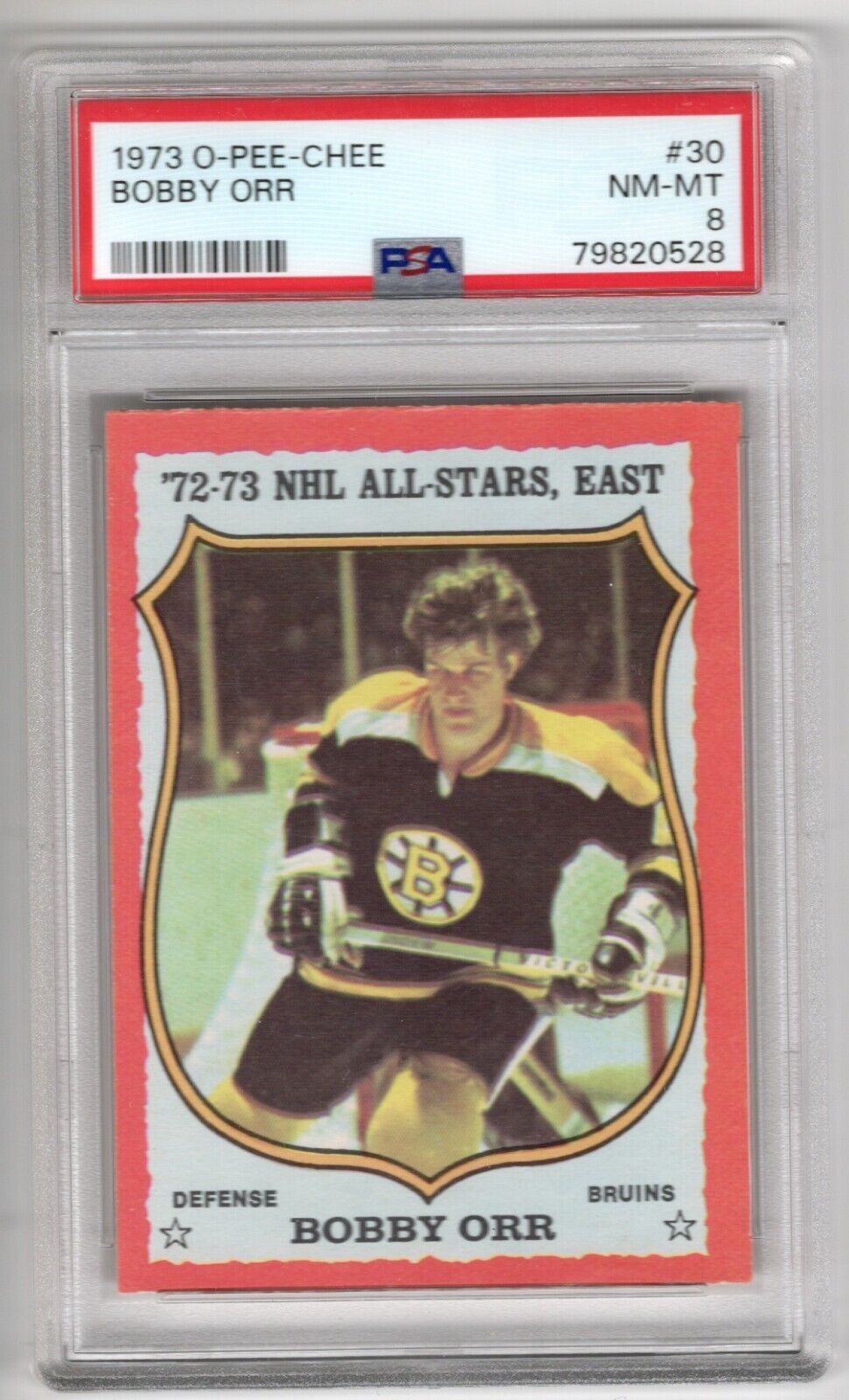 1973/74 O-Pee-Chee OPC Hockey #30 Bobby Orr PSA 8