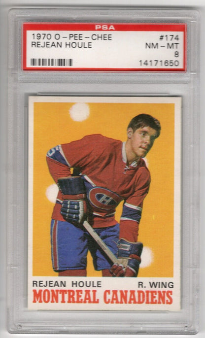 1970/71 O-Pee-Chee OPC Hockey #174 Rejean Houle Rookie Card RC PSA 8