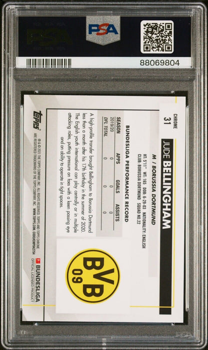 2020/21 Topps Chrome Bundesliga Soccer #31 Jude Bellingham Rookie Card RC PSA 10 - 643-collectibles