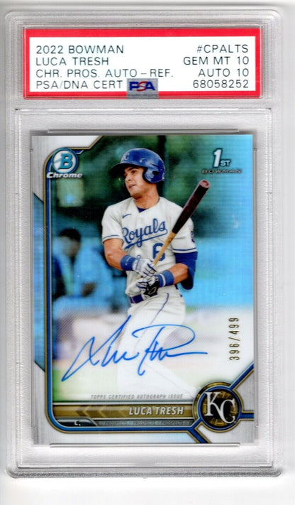 2022 Bowman Chrome DP Auto Refractor /499 Baseball Luca Tresh RC PSA 10 Auto 10 - 643-collectibles