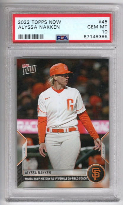 2022 Topps Now Baseball #45 Alyssa Nakken (1st Female On-Field Coach) PSA 10 - 643-collectibles