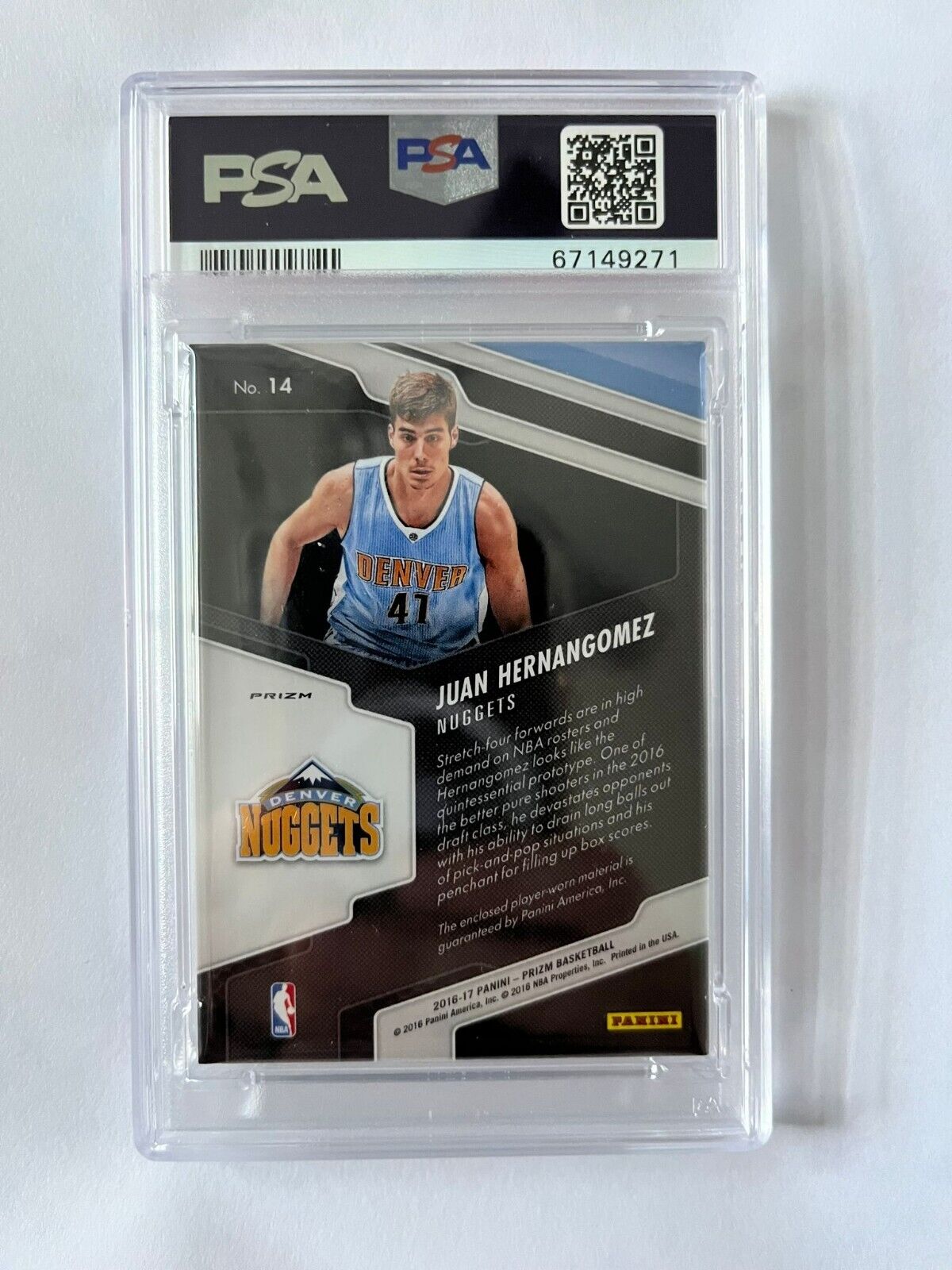 2016/17 Panini Prizm Basketball Silver Jersey Juan Hernangomez RC PSA9 (POP 1) - 643-collectibles