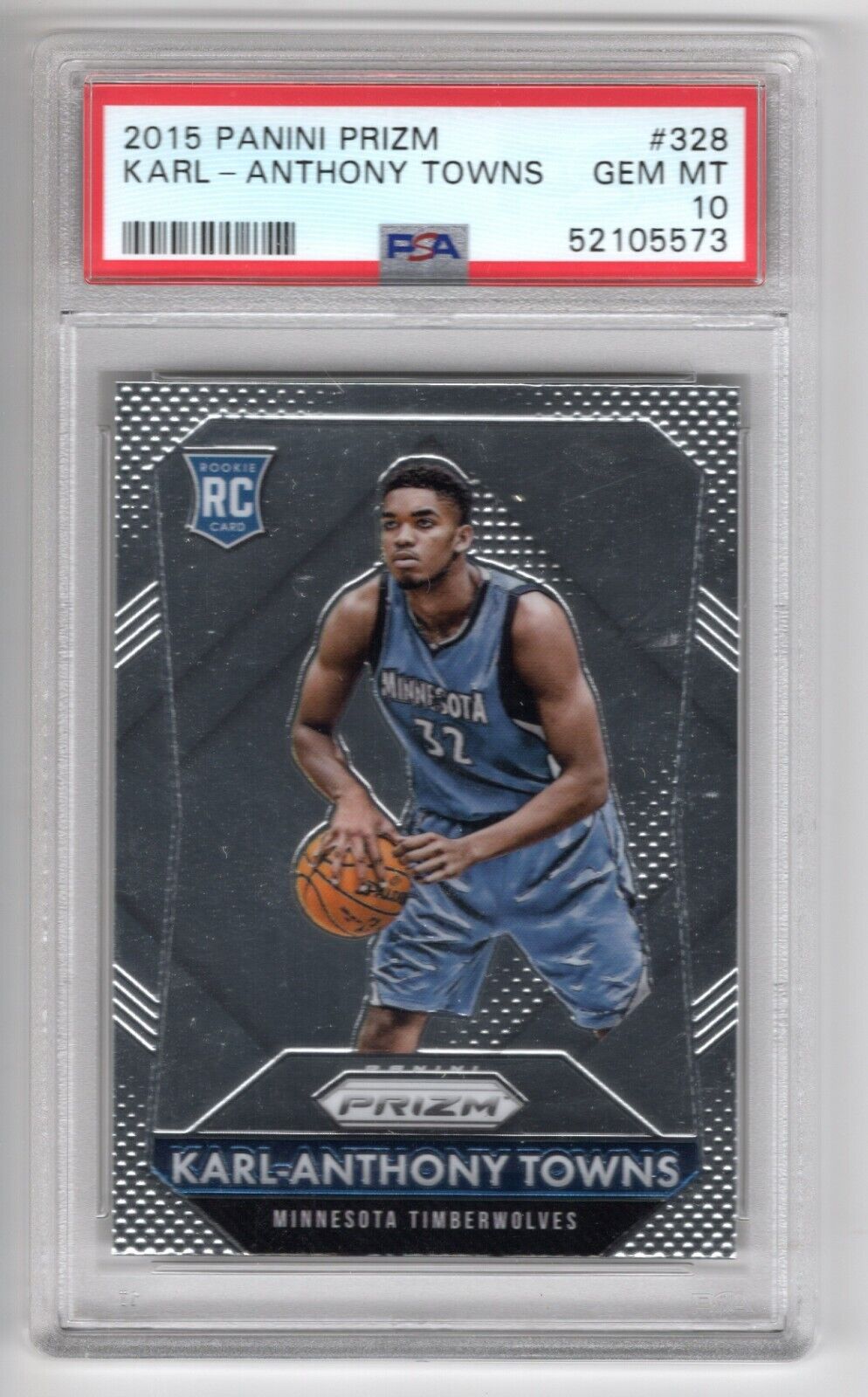 2015/16 Panini Prizm Basketball #328 Karl-Anthony Towns Rookie Card RC PSA 10 - 643-collectibles