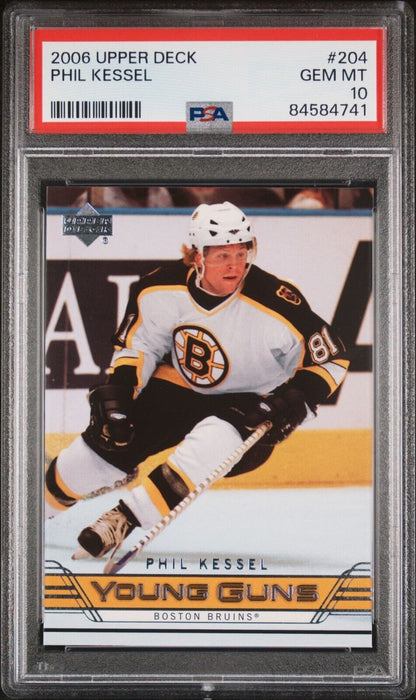 2006/07 Upper Deck Hockey Young Guns #204 Phil Kessel PSA 10 Rookie Card RC - 643-collectibles