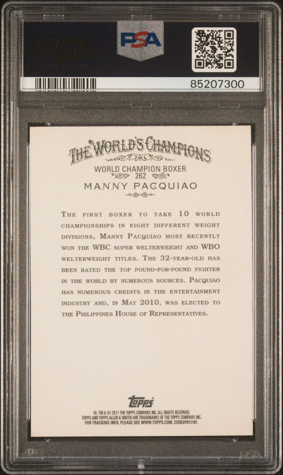 2011 Topps Allen & Ginter's Boxing #262 Manny Pacquiao Rookie Card RC PSA 10 - 643-collectibles