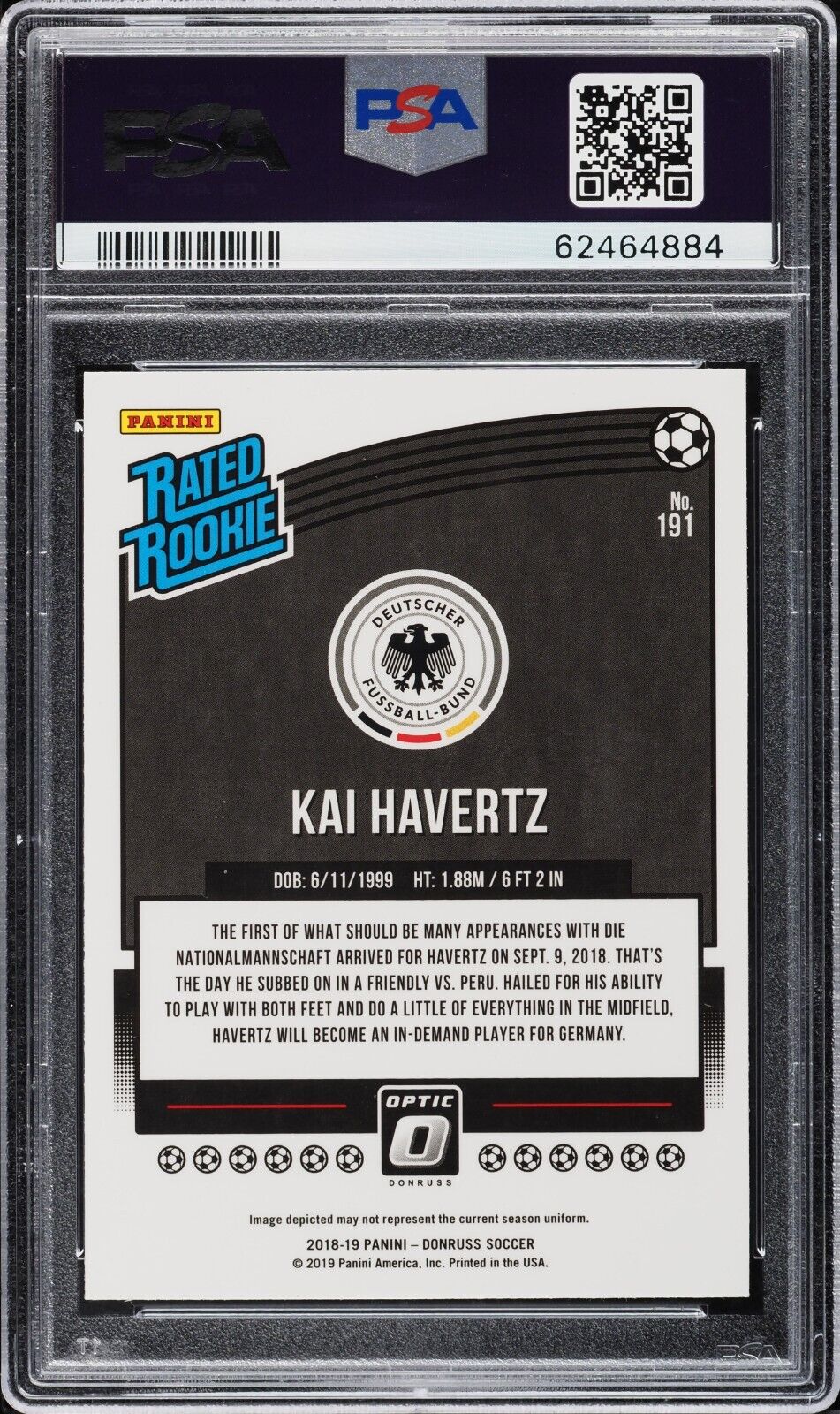 2018 Panini Donruss Optic #191 Kai Havertz Rookie Card RC PSA 10 - 643-collectibles