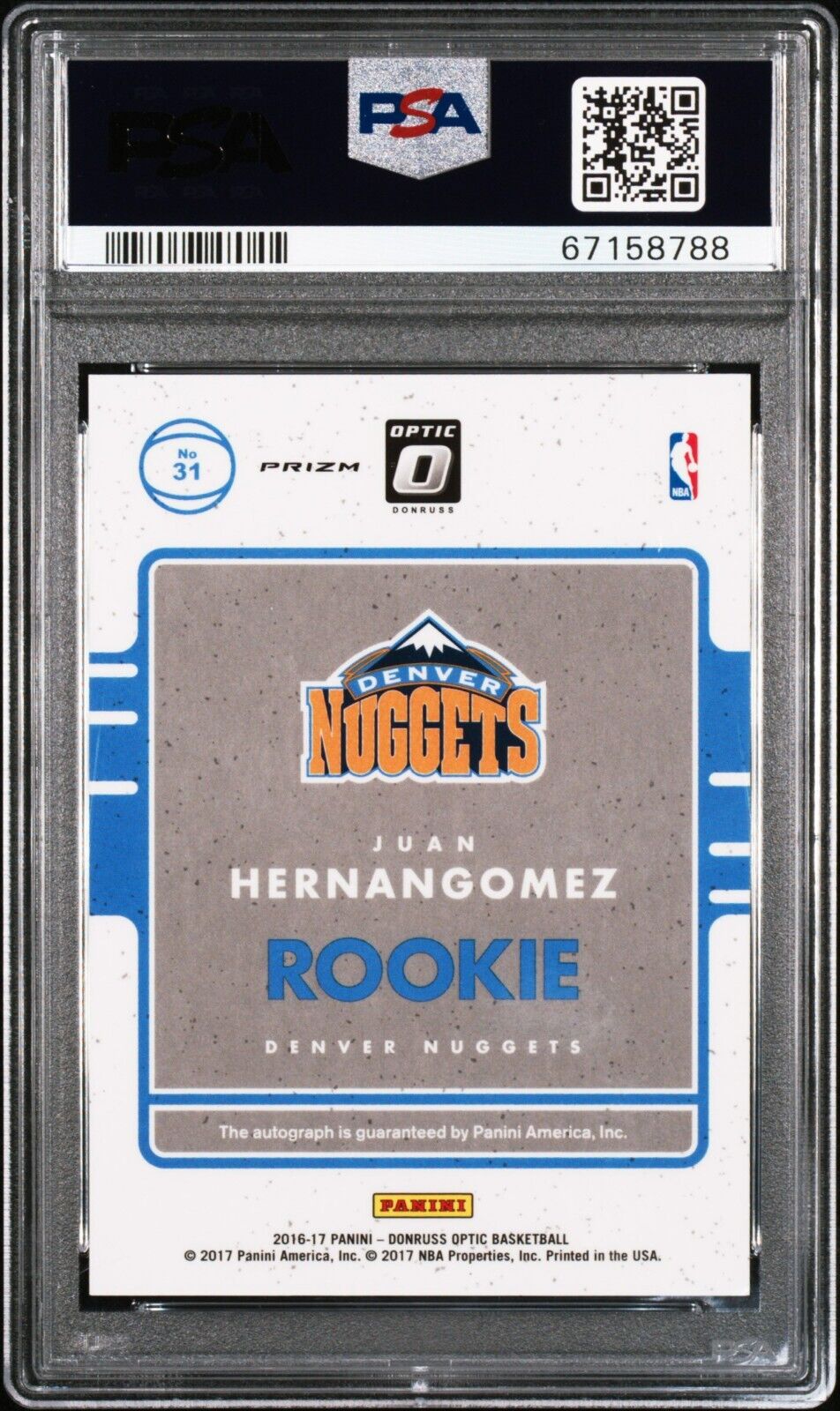 2016/17 Panini Donruss Optic Prizm Basketball Juan Hernangomez RC PSA 9 Auto 10 - 643-collectibles