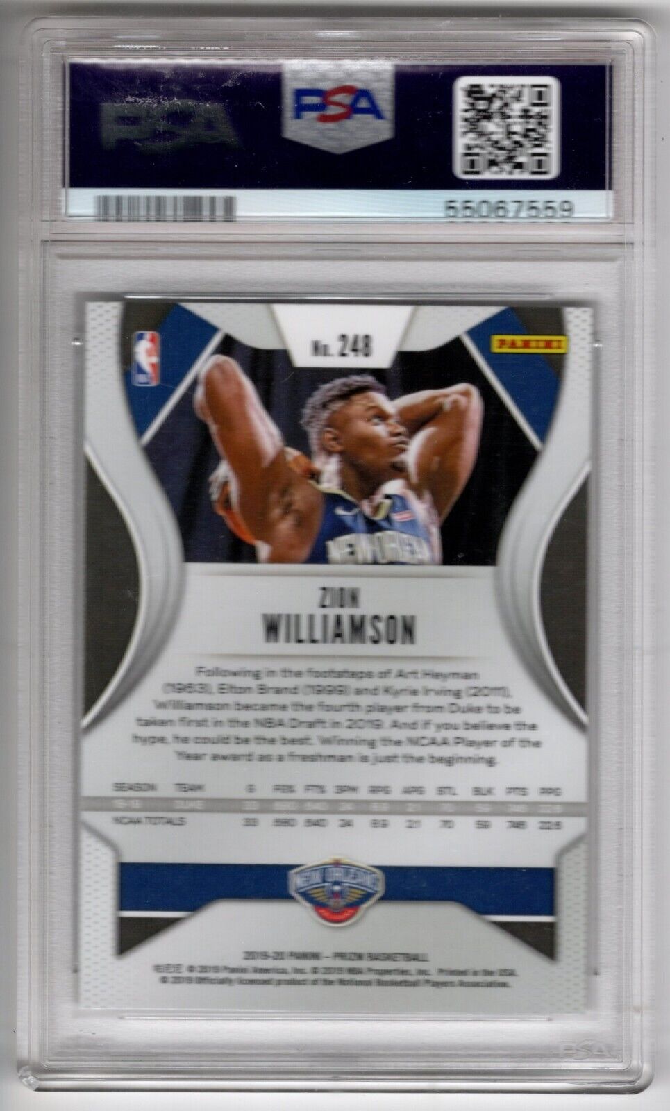 2019/20 Panini Prizm Basketball #248 Zion Williamson Rookie Card RC PSA 10 - 643-collectibles