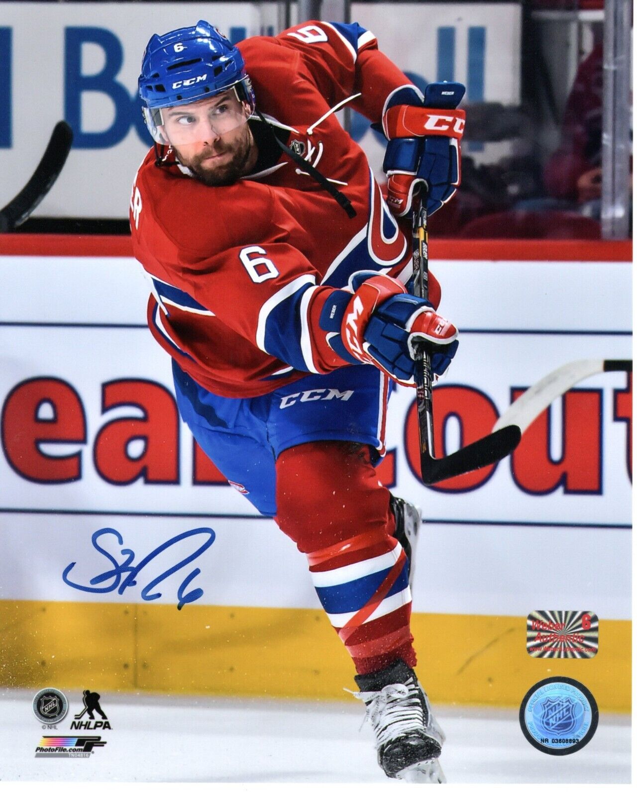 Shea Weber Autographed Hockey 8x10 Photo (Montreal Canadiens) - 643-collectibles