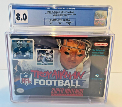 Troy Aikman NFL Football Super Nintendo SNES (1994) Complete in Box CGC 8.0 - 643-collectibles