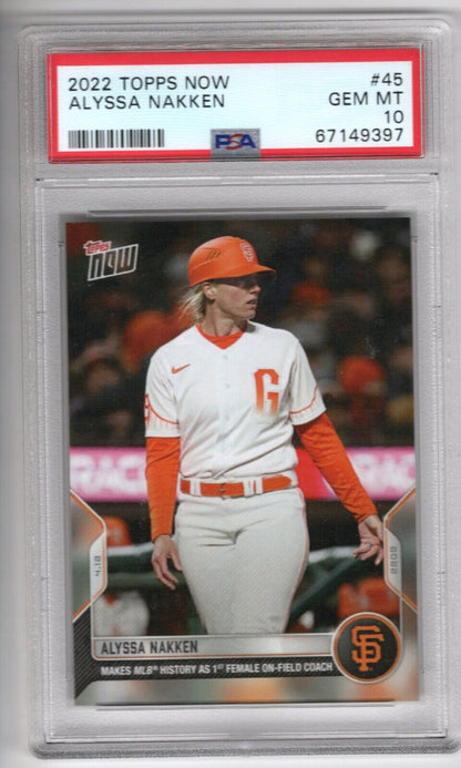 2022 Topps Now Baseball #45 Alyssa Nakken (1st Female On-Field Coach) PSA 10 - 643-collectibles